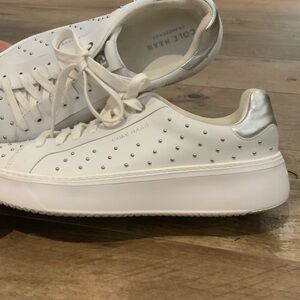 Cole Haan Women's White Sneakers with Silver Details